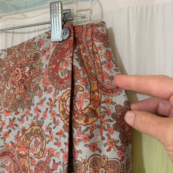 Vintage Charter Club Linen Paisley Long Wrap Skirt Sz 12 - Picture 6 of 8